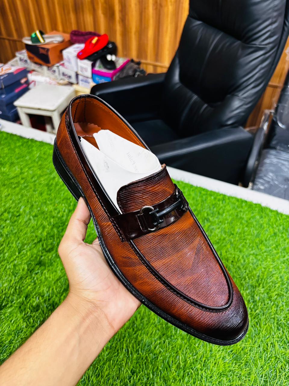 Tan Striped Slip-On