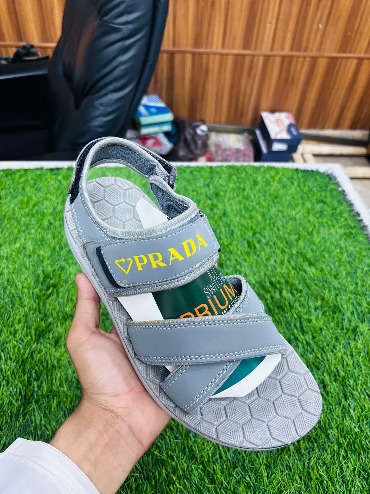 Kids Grey Cross-Strap Sandals